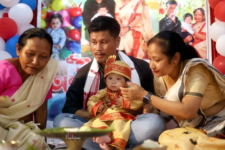 The whole family at the first-rice ceremony