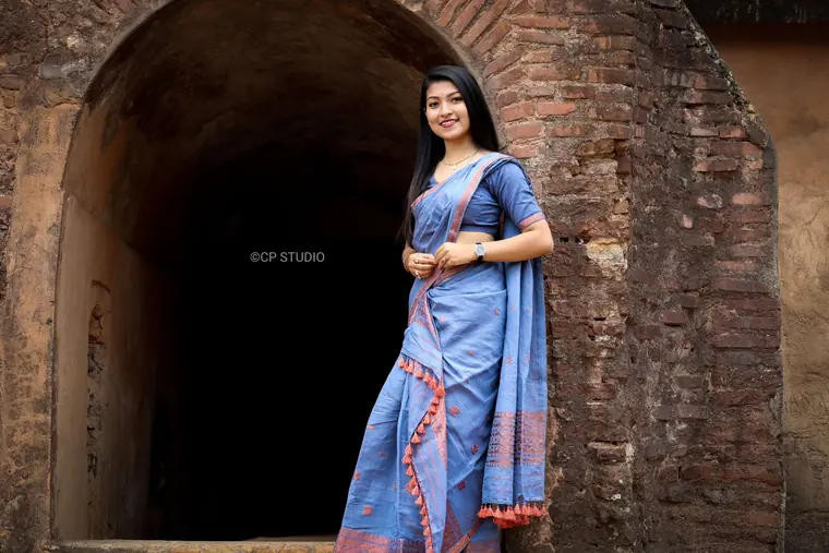 Portrait framed by the brick archway