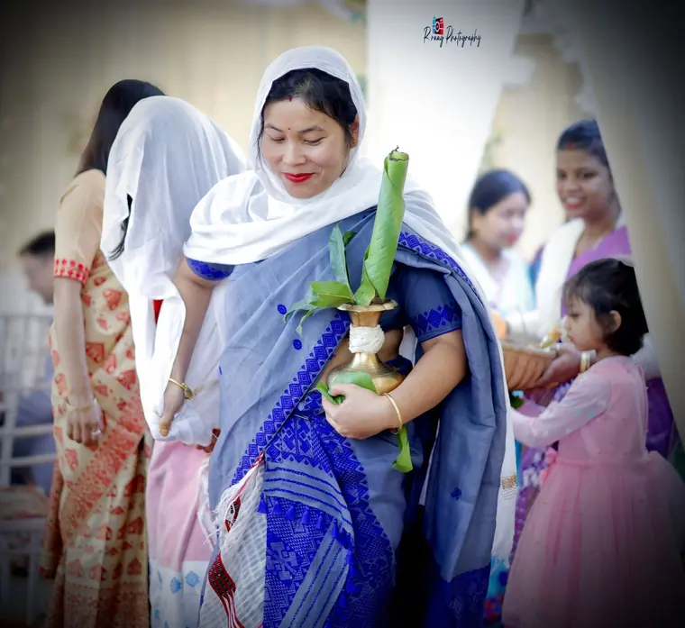 Wedding procession moving through the courtyard